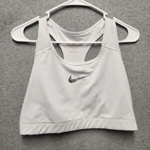 Nike Dri-Fit White Razorback Sports Bra Active Workout Bra Center Swoosh Size 1X